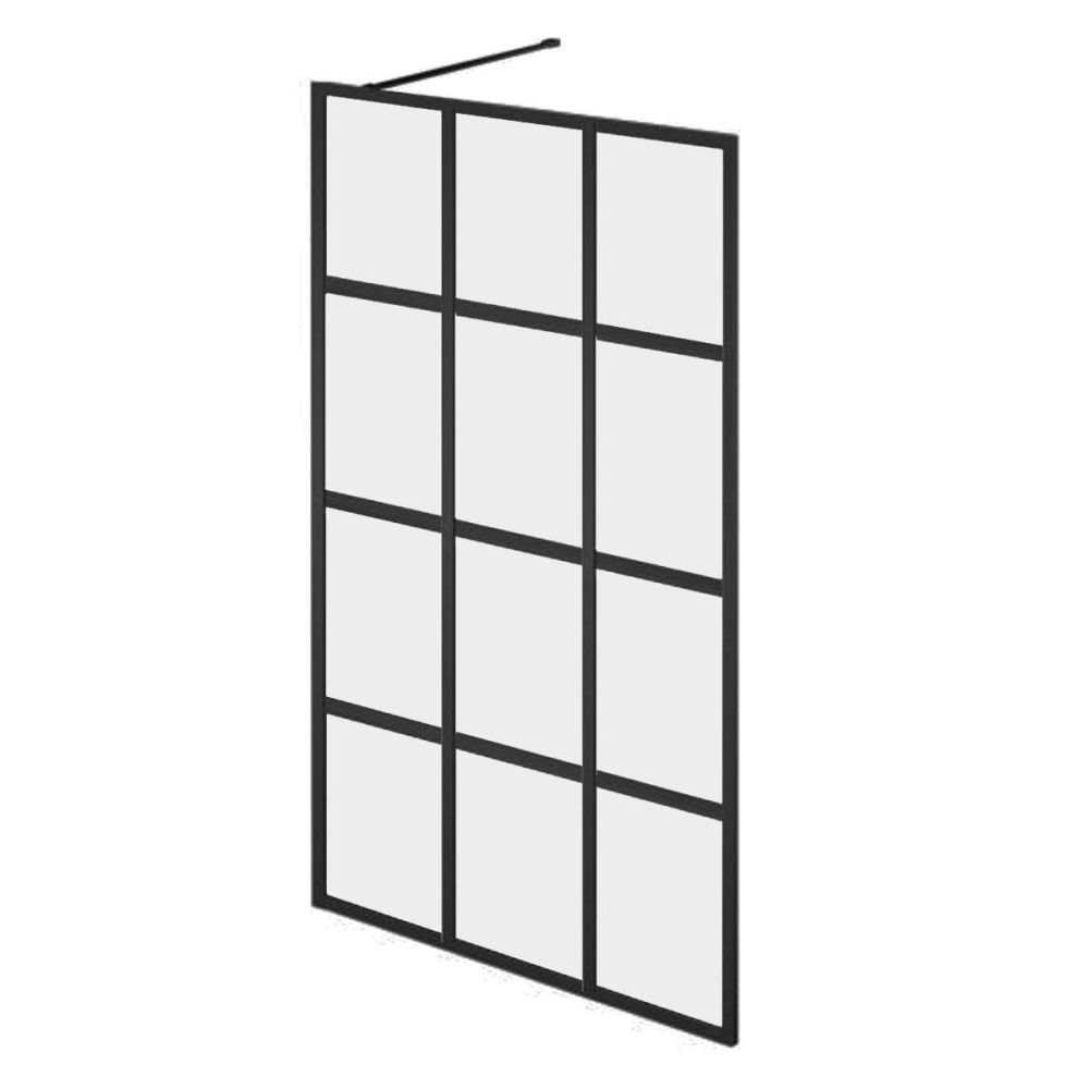 Amien Matt Black Grid Framed Crittal Window Shower Screen