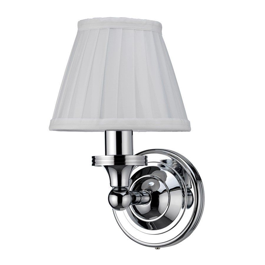 Burlington Round Light with Chrome Base & White Fine Pleated Shade