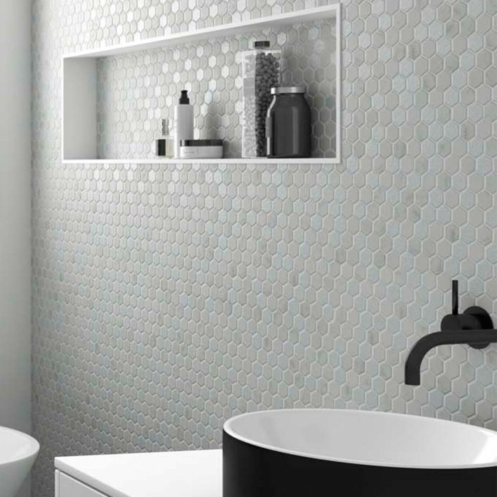 Alcor Matt White Snow Marble Mosaic 307x317mm