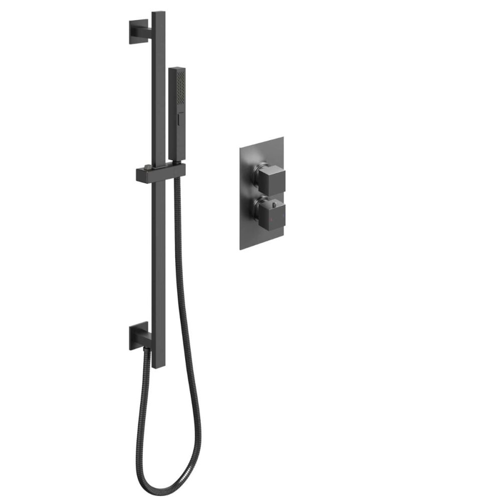 Zena Gunmetal Single Outlet Square Concealed Valve with Slide Rail Kit