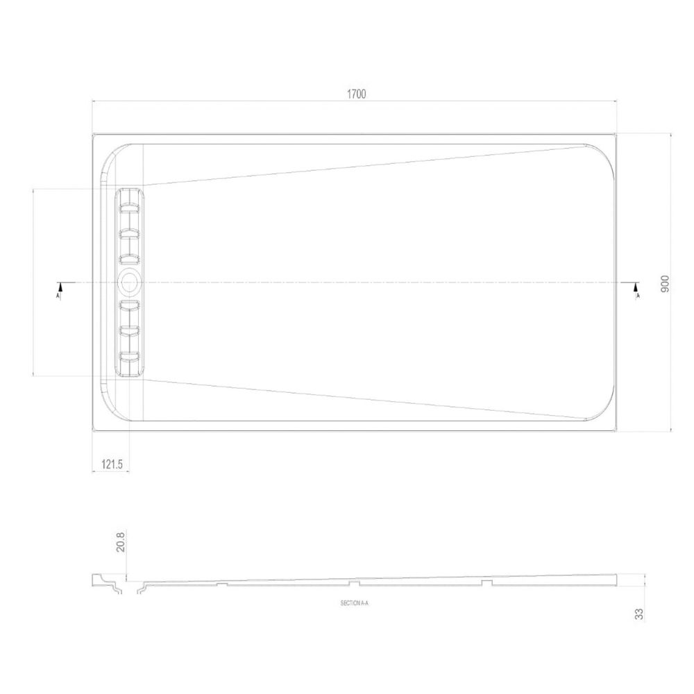 Linearity White Slimline Shower Tray 1700x900mm Spec Drawing