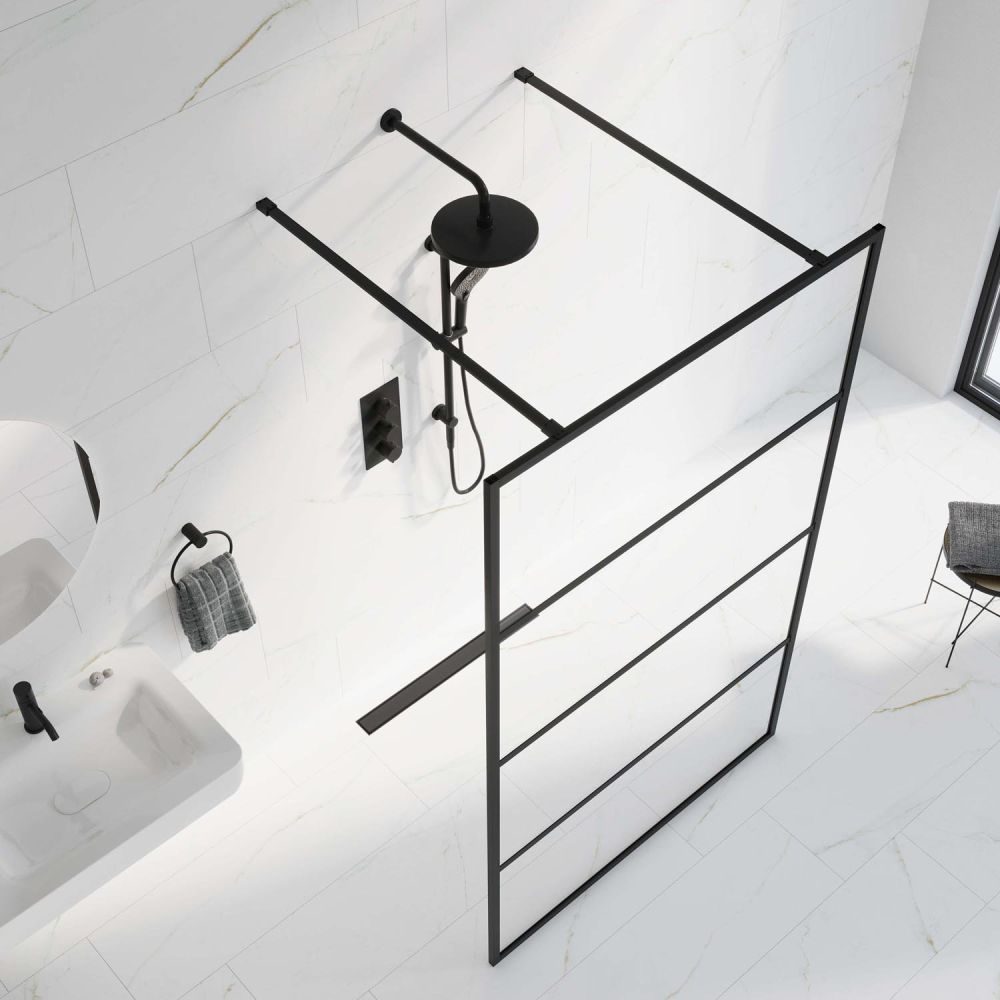 Amien Matt Black Horizontal Framed Shower Screen