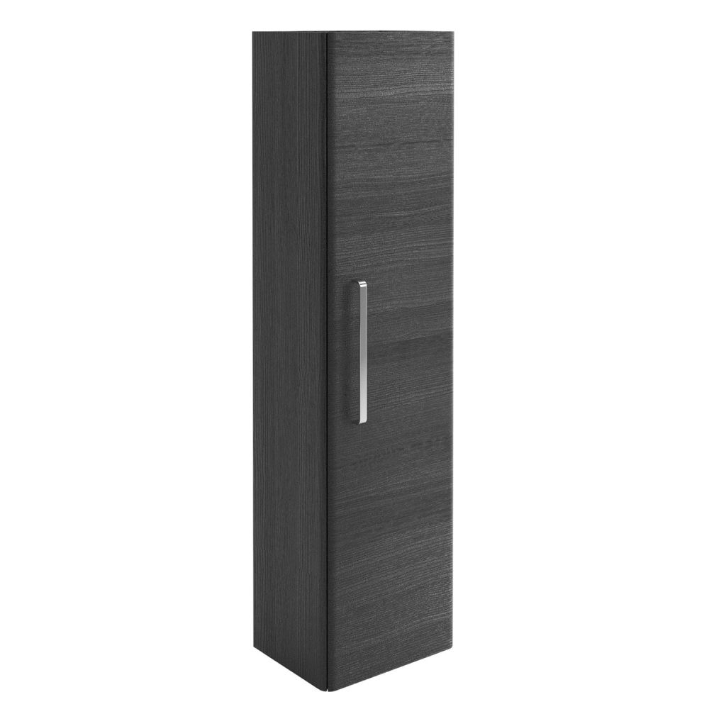 Esk Black Wall Mounted Tall Storage Cabinet with Chrome Handle