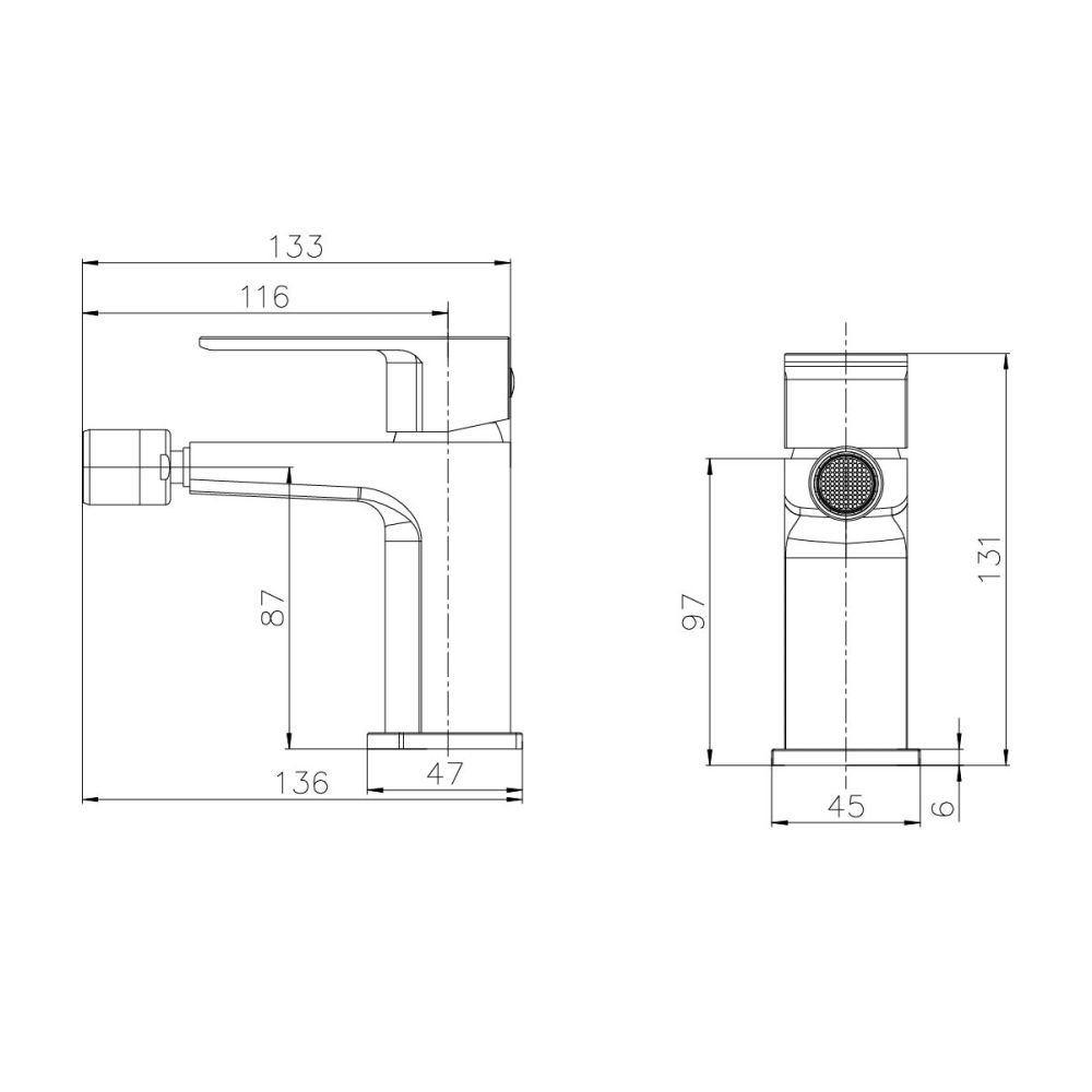 Zena Chrome Mono Bidet Tap & Waste
