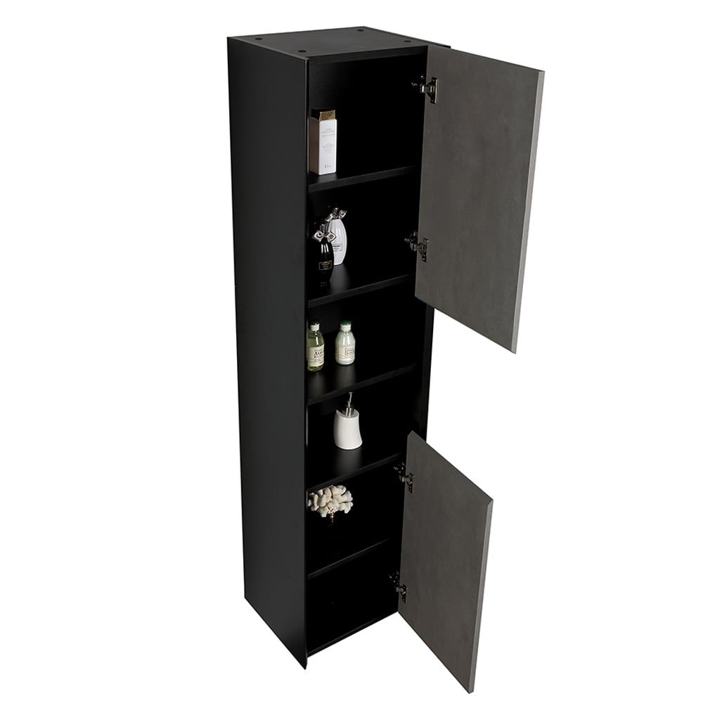 Snowdon Concrete and Black Wall Mounted Tall Storage Cabinet