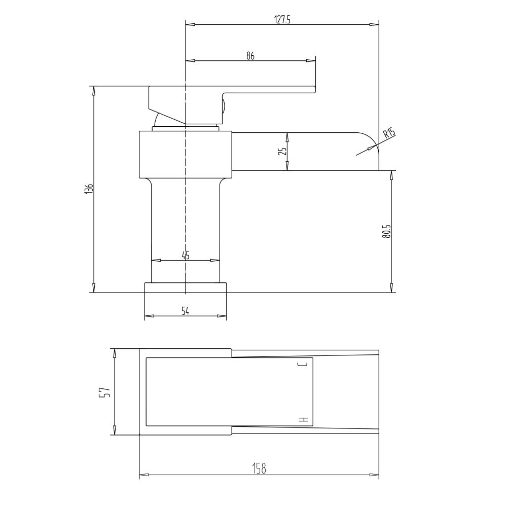Cairo Chrome Waterfall Basin Mixer Tap - dimensions