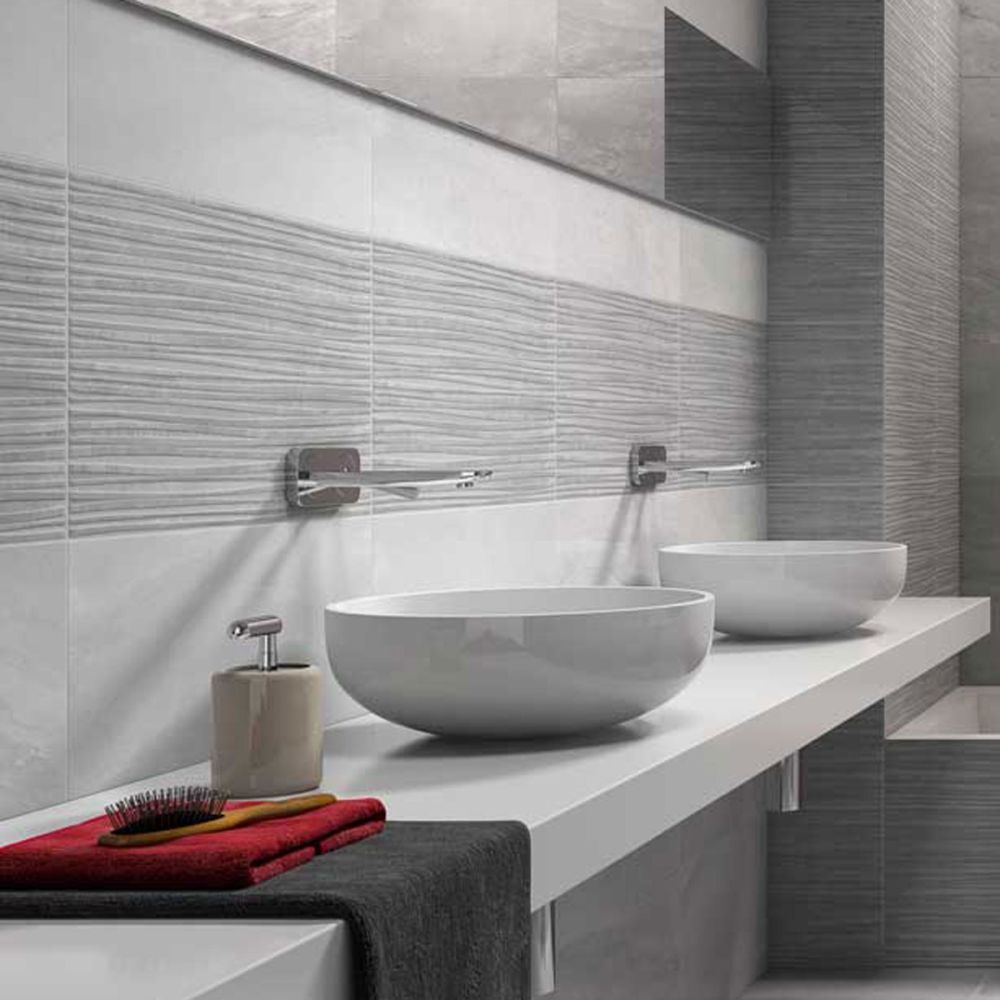 Fin Grey Decor Ceramic Tile 333x550mm