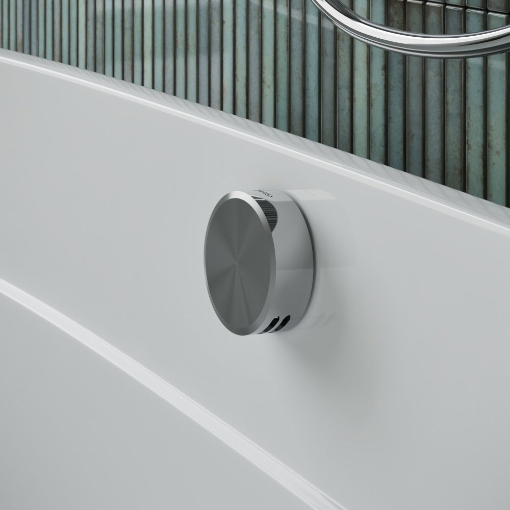 Aqualisa S3 Chrome bath filler with teal tiled background