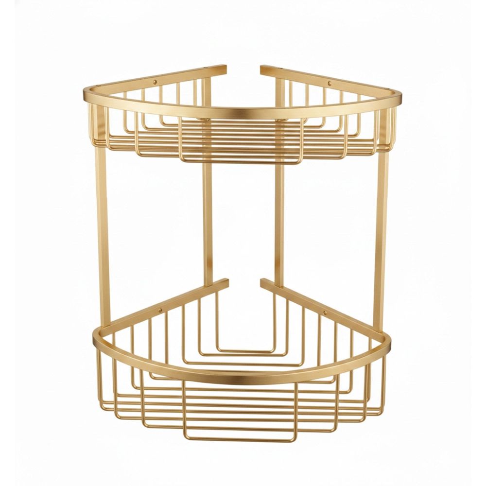 Brushed Gold Double Corner Shower Basket