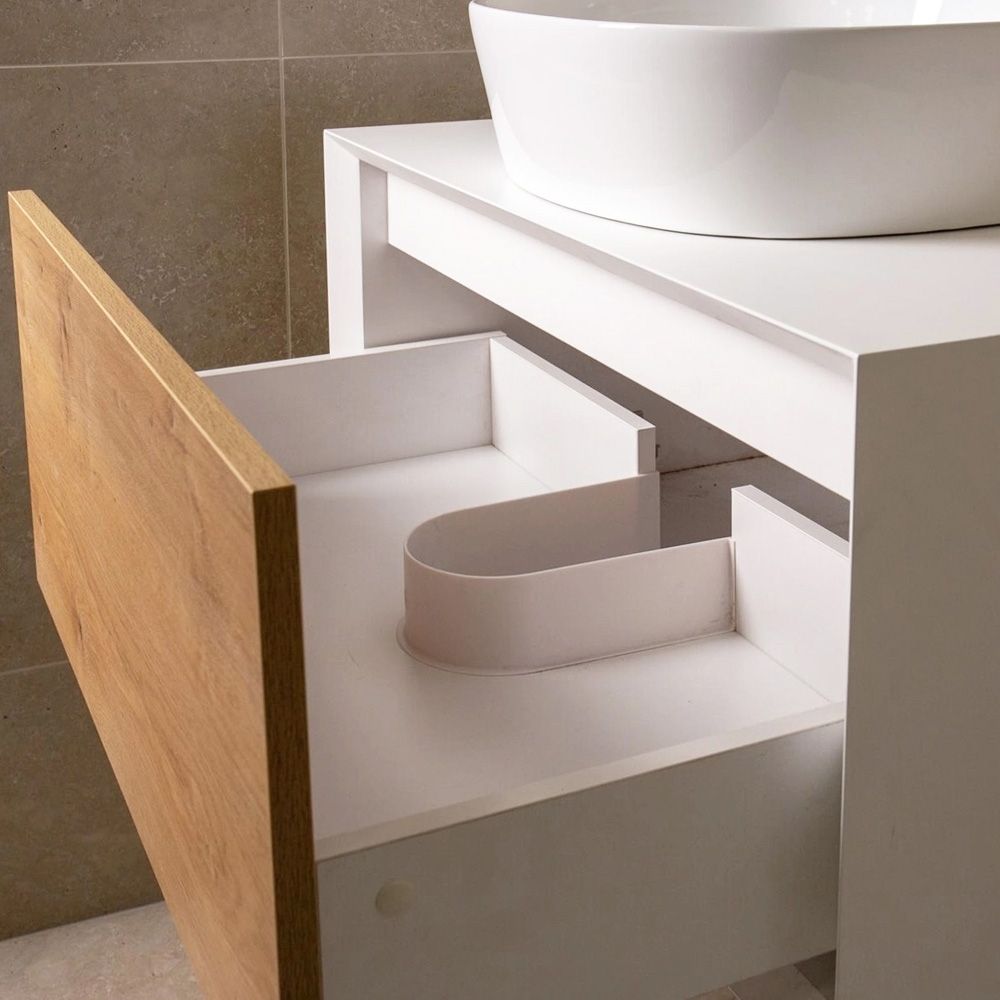 Devlin White & Oak Wall Hung Vanity Unit 800mm