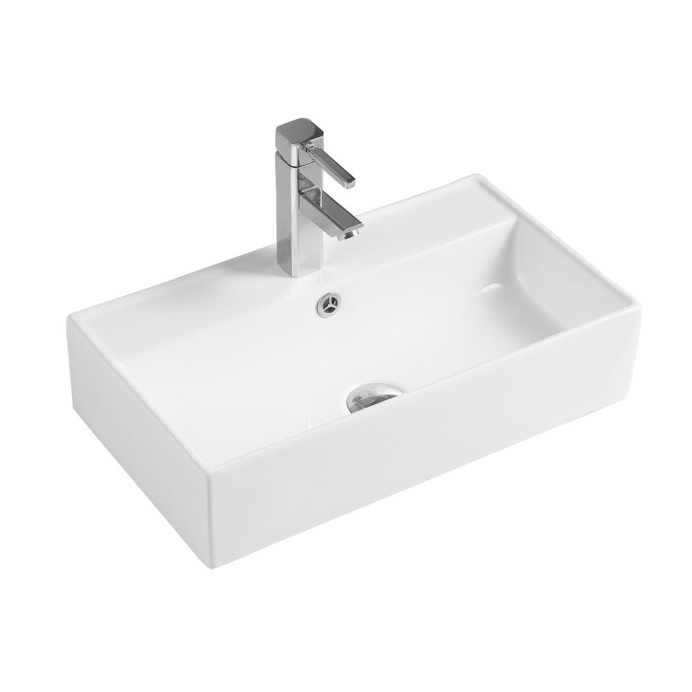 Aero Ceramic White Rectangular Countertop Basin