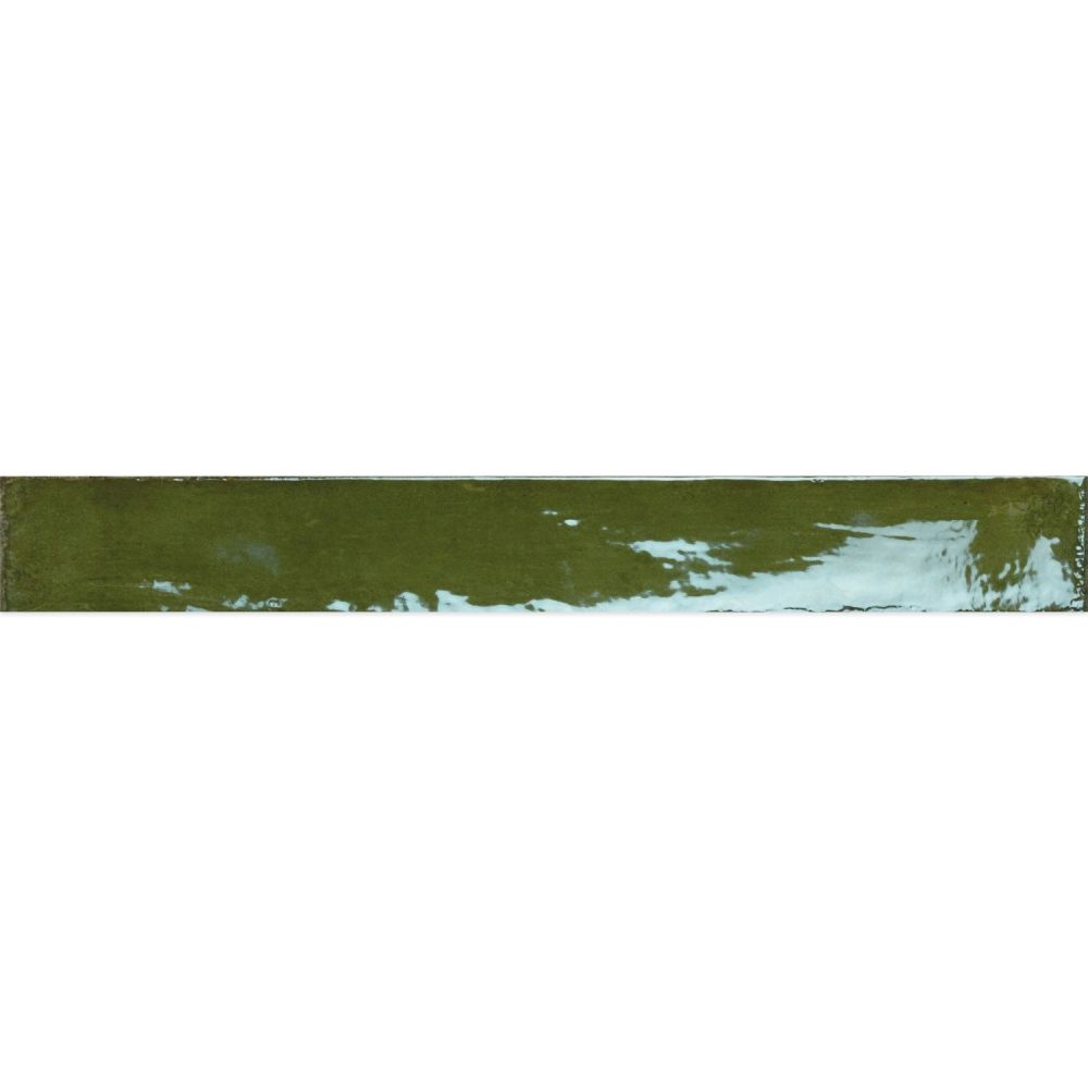 Capri Green Gloss Ceramic Brick Tile - 400x50mm