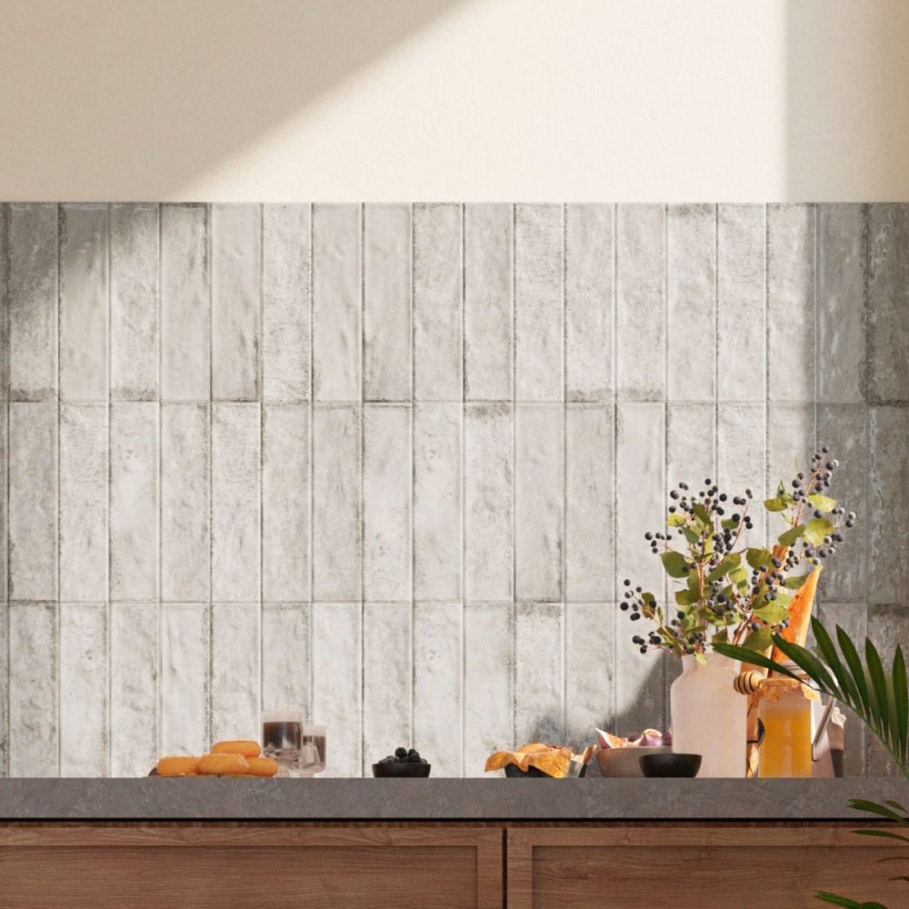 Bergamo Grey Porcelain Brick Tile 75x300mm