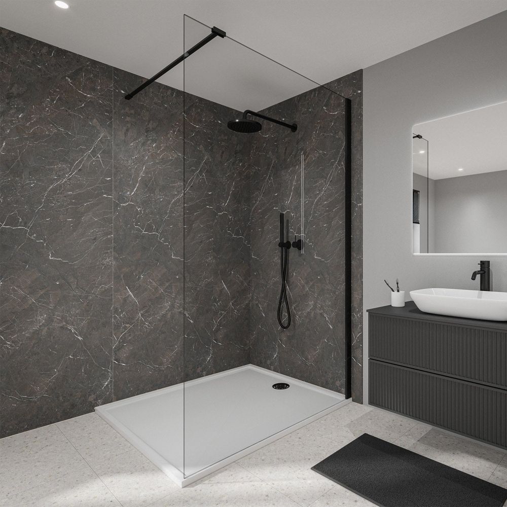 Vero Basalt Waterproof Postform Shower Wall Panel 2420x580mm