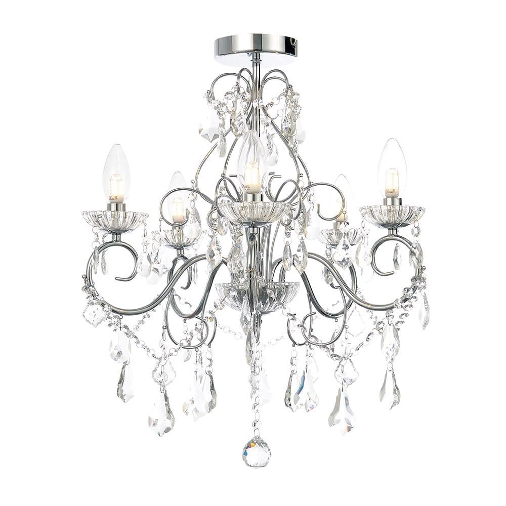Valarie Chrome Five Light Crystal Chandelier