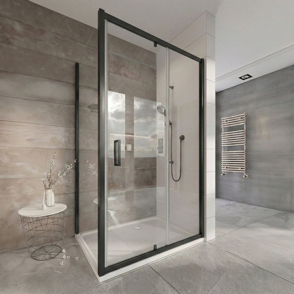 Fabio Matt Black Shower Side Panel