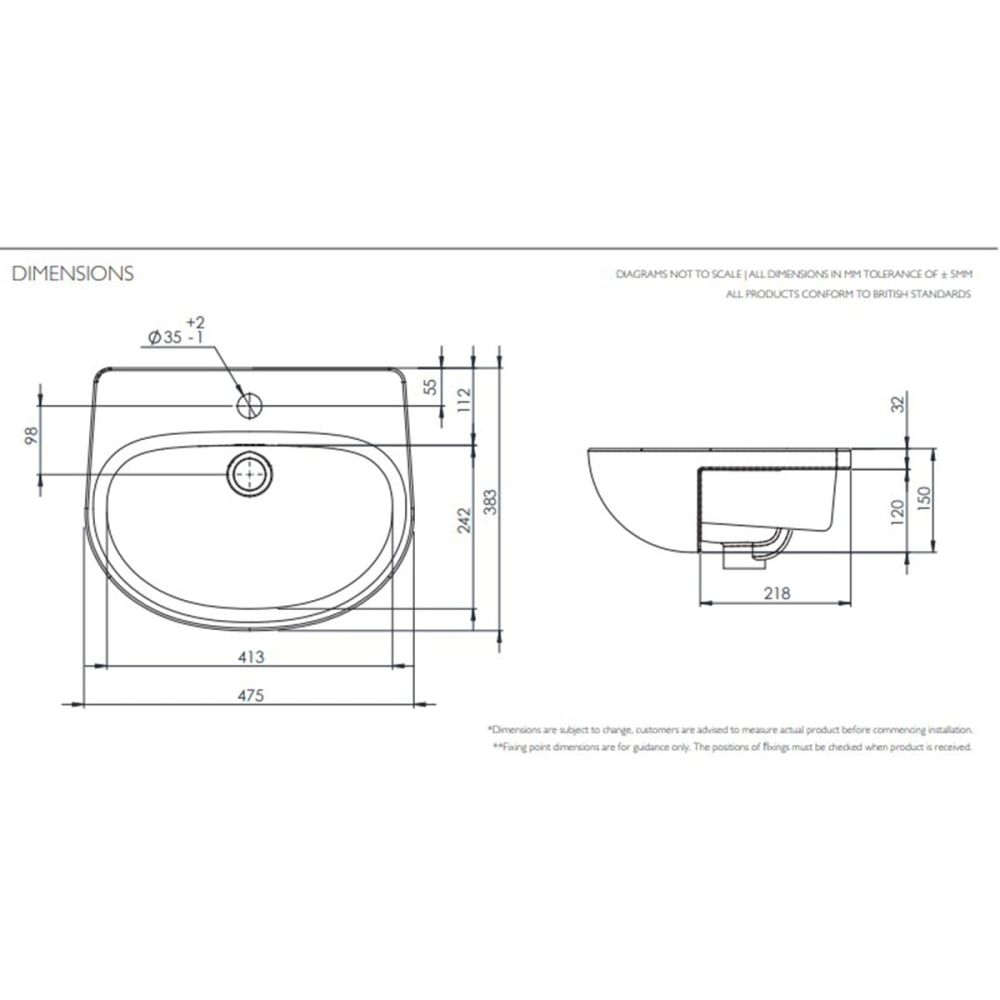 Tavistock Loft Slim Semi-Countertop Ceramic Basin