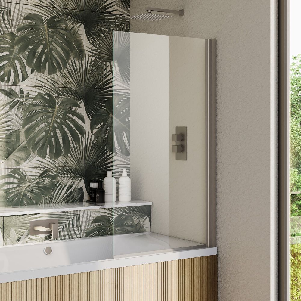 Moxby Brushed Nickel Single Pivot Bath Screen