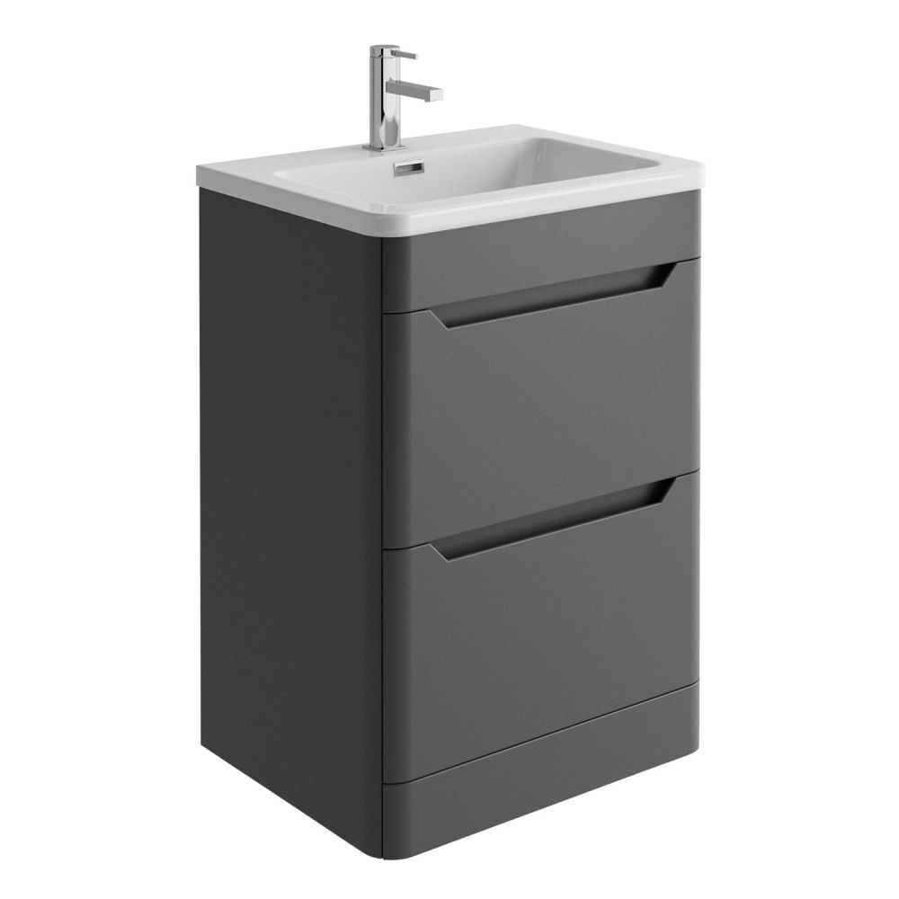 Floor Standing 600mm Vanity Unit in Charcoal
