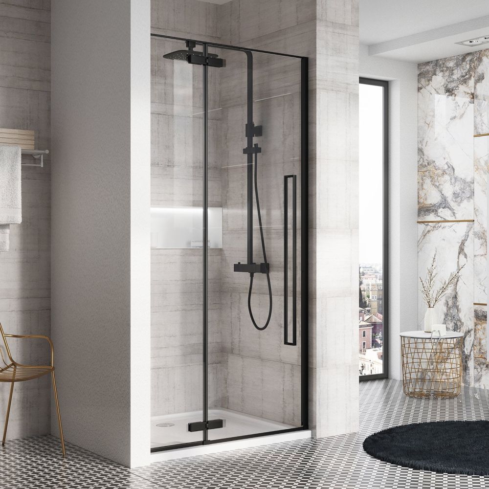 Taylor Black Hinged Shower Door 800mm