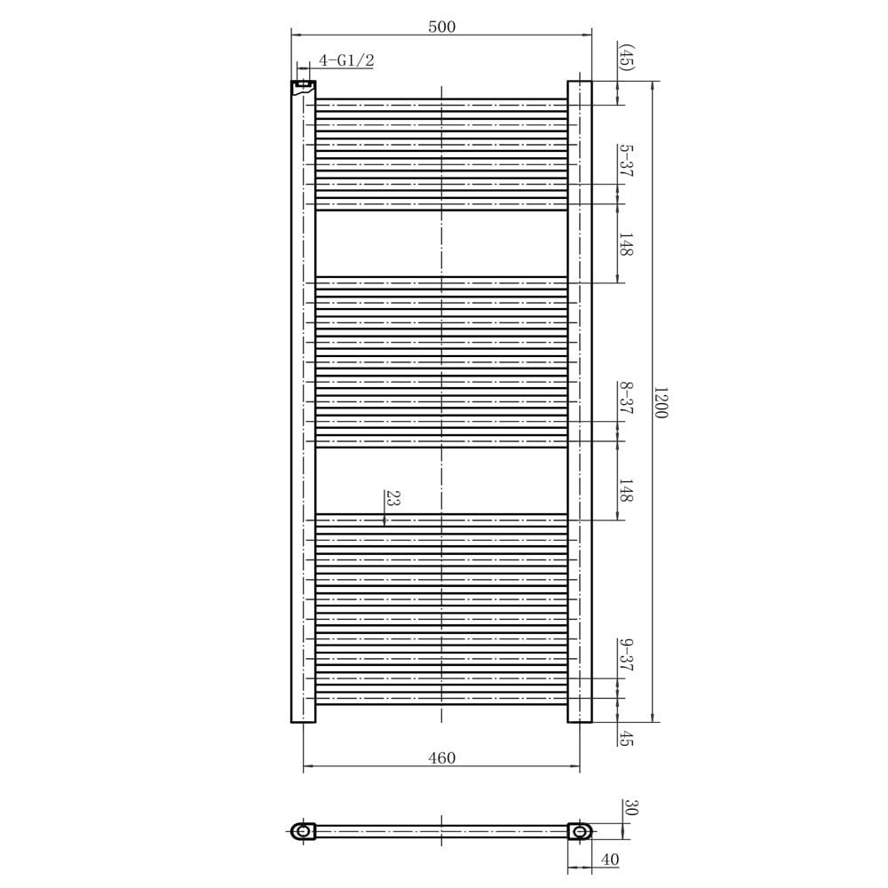 Neptune White Heated Towel Rail 1200x500mm