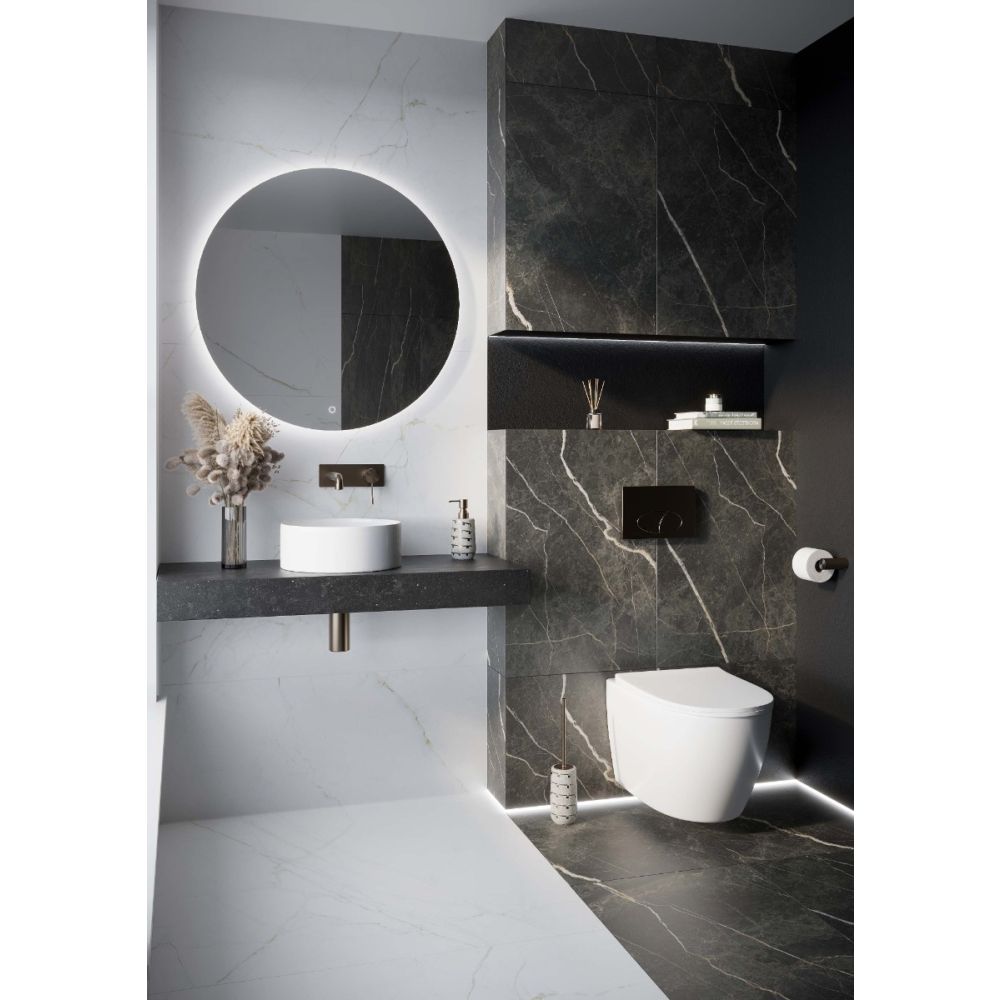 Lyons Black Marble Matt Porcelain Tile 450x1200mm