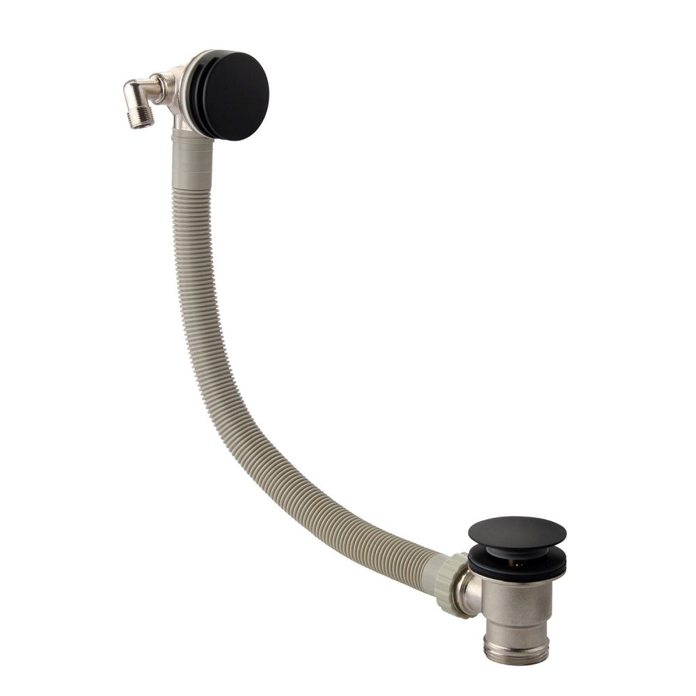 Elora Matt Black Round Dual Outlet Shower Pack with Bath Overflow Filler & Handheld Shower