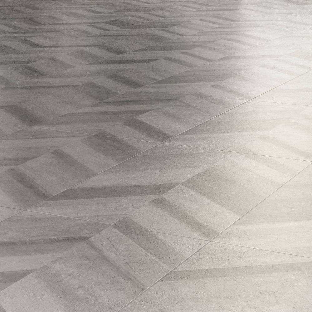 Stratosphere Chevron Perla Matt Porcelain Tile 450x900mm