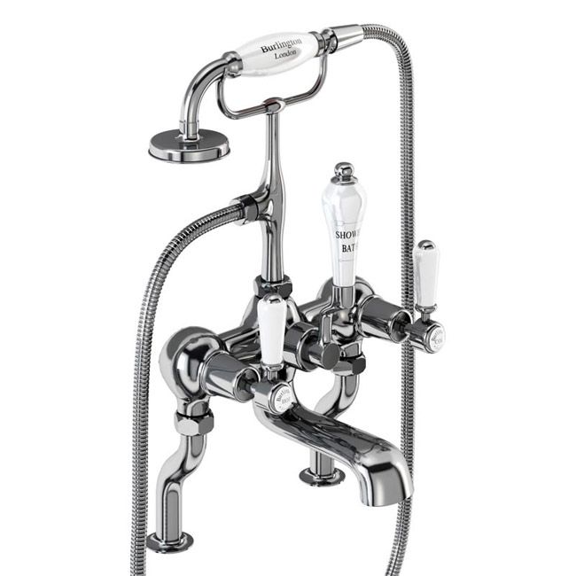 Burlington Kensington Chrome Deck Mounted Bath Shower Mixer Tap with S Adjuster