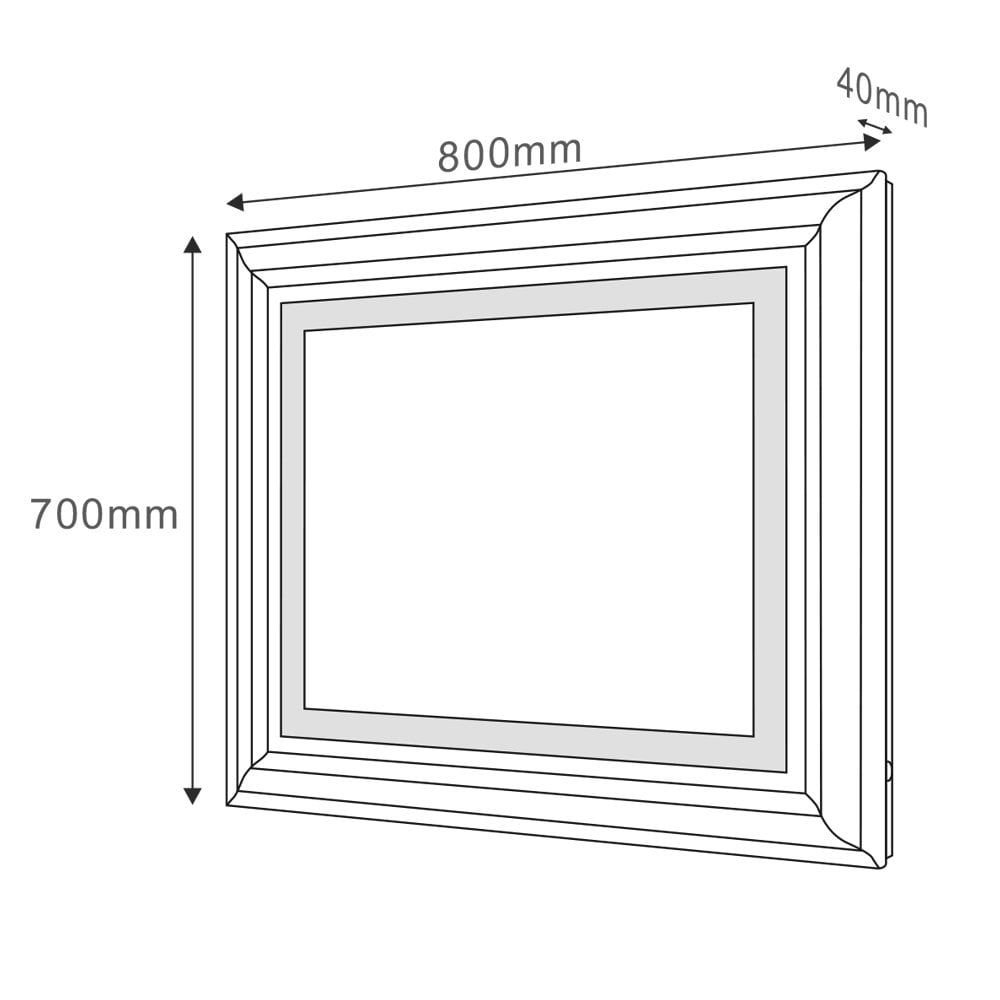 Cullin Traditional Framed Backlit LED Heated Bathroom Mirror 800x700mm Dimension Drawing