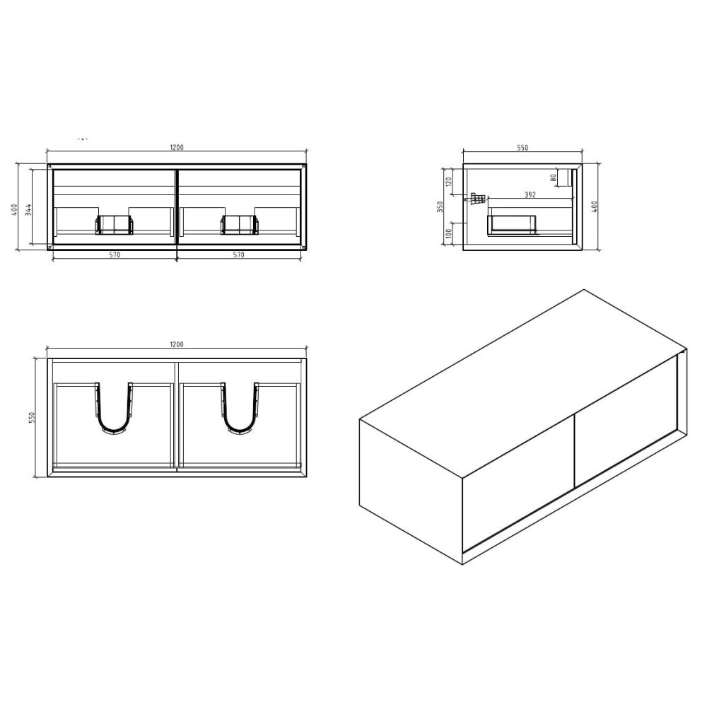 Devlin White & Oak Wall Hung Vanity Unit 1200mm