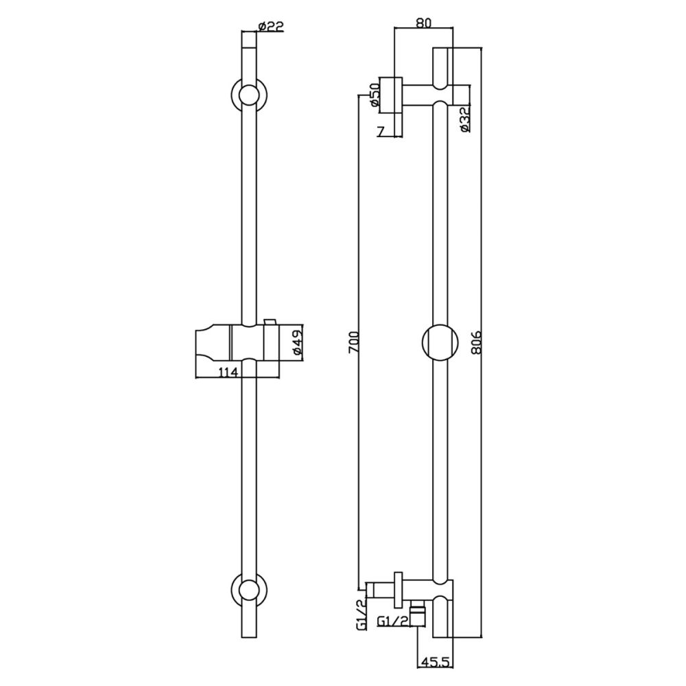 Round Slide Rail Kit - Matt Black spec