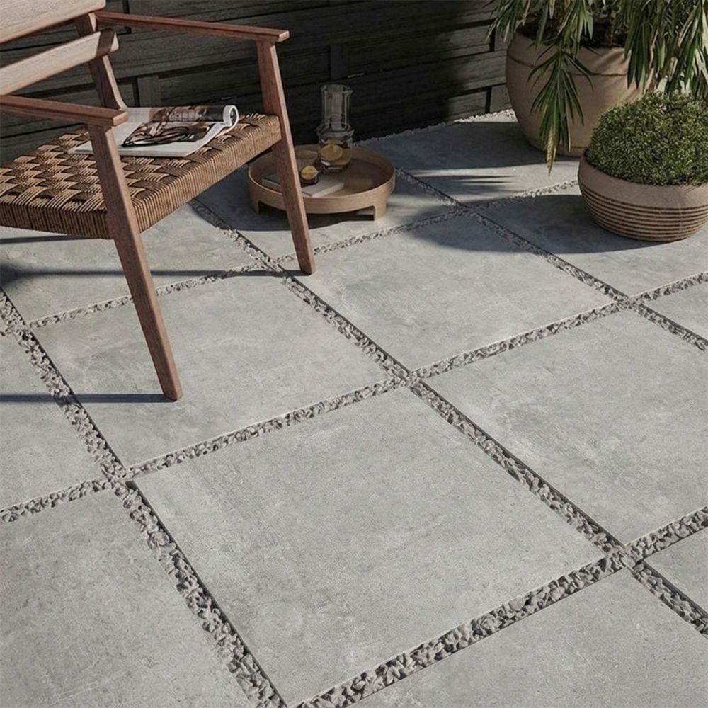 Gandi Concrete Gris Outdoor Porcelain Tile 610x610mm roomset