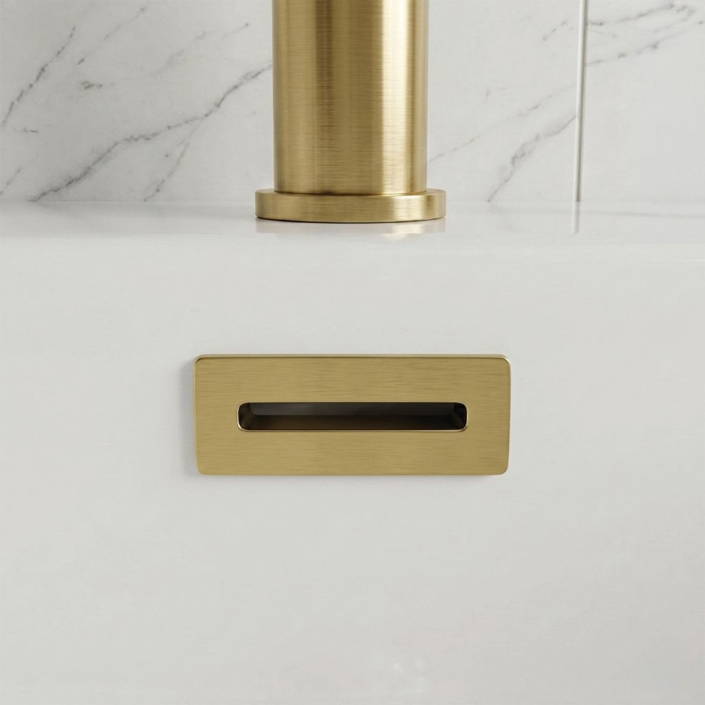 Brushed Gold Rectangle Basin Overflow Cover