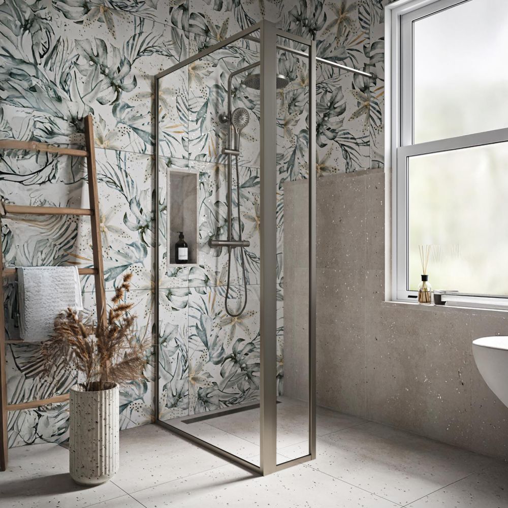 Amien Brushed Nickel Clear Glass Shower Screen
