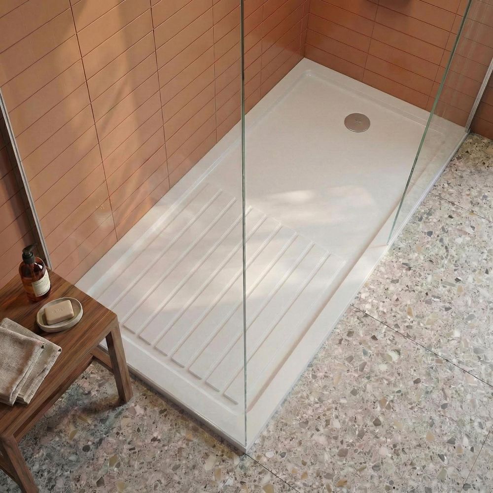Rectangle Low Profile Shower Tray with Drying Area
