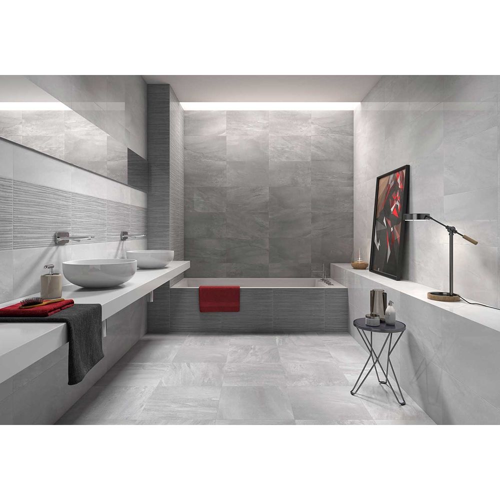Fin Grey Decor Ceramic Tile 333x550mm