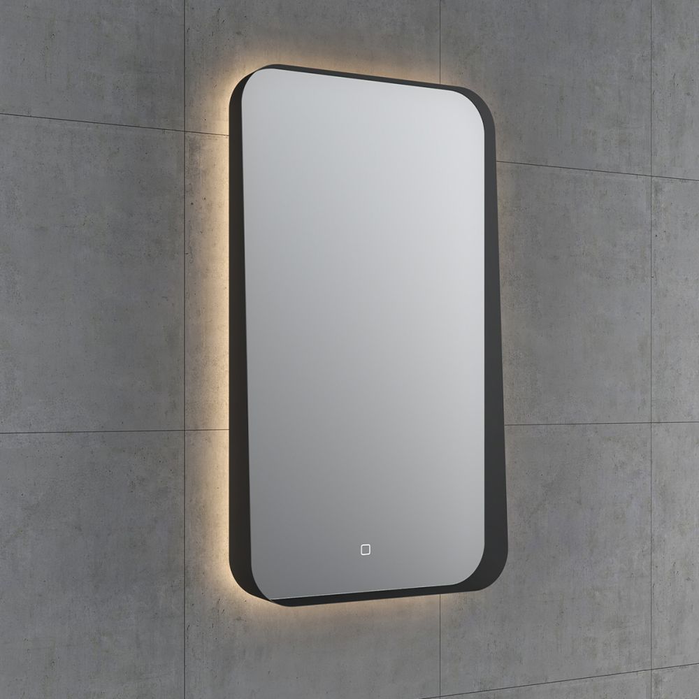 Maine Black Framed Backlit LED Heated Bathroom Mirror 500x900mm