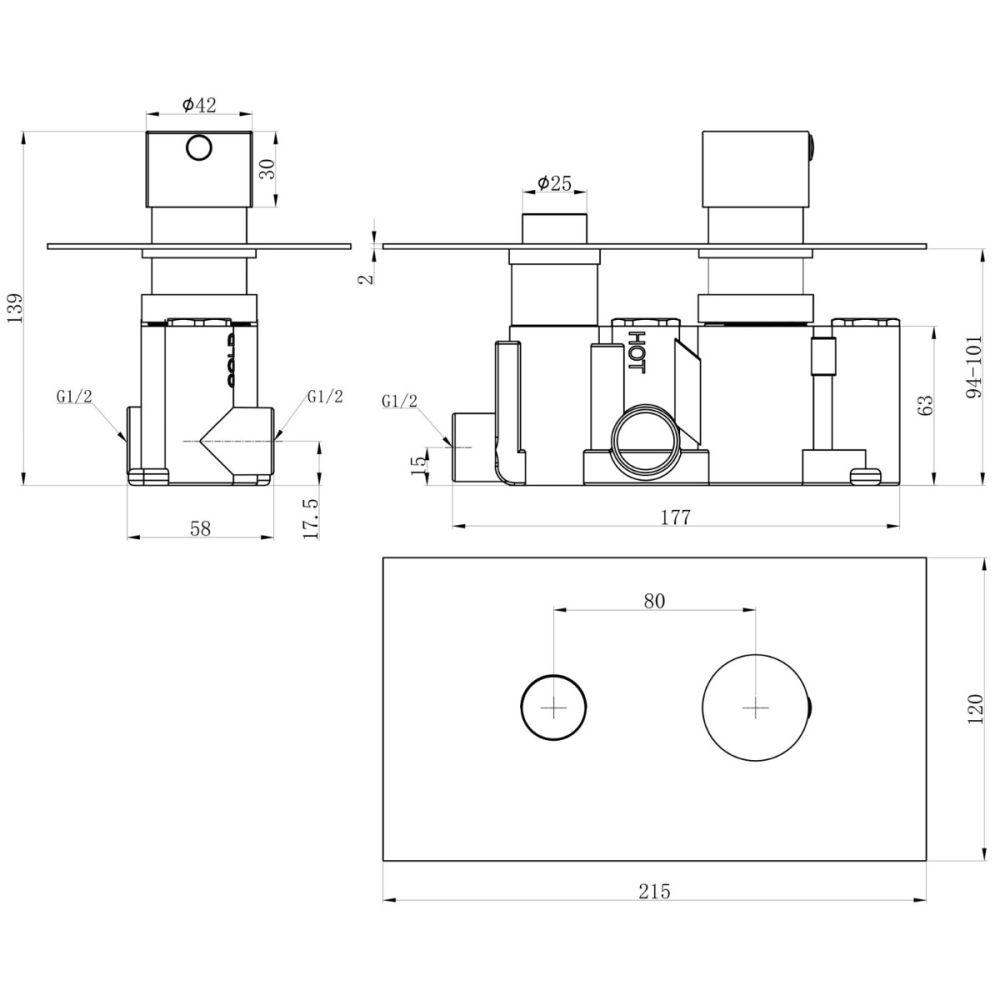 Concord Single Outlet Round Touch Control Concealed Shower Valve Spec