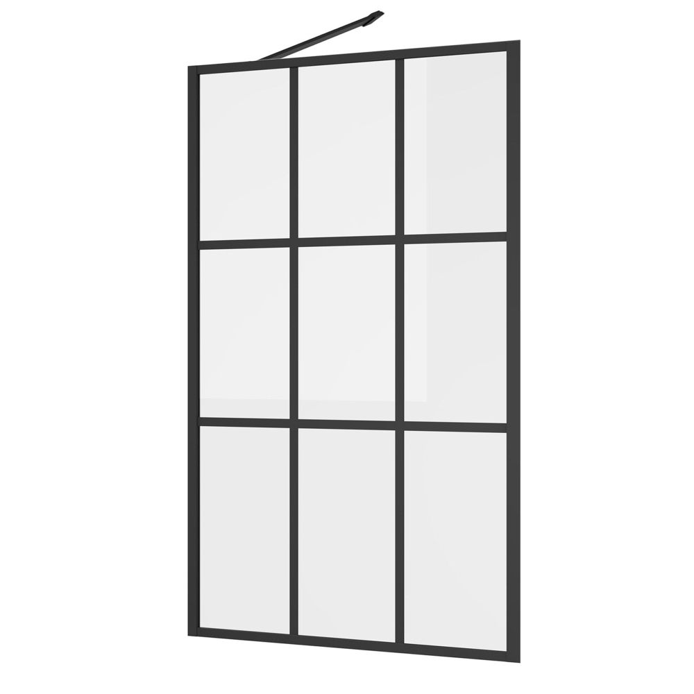 Amien Matt Black Grid Bath Screen 1500x800mm