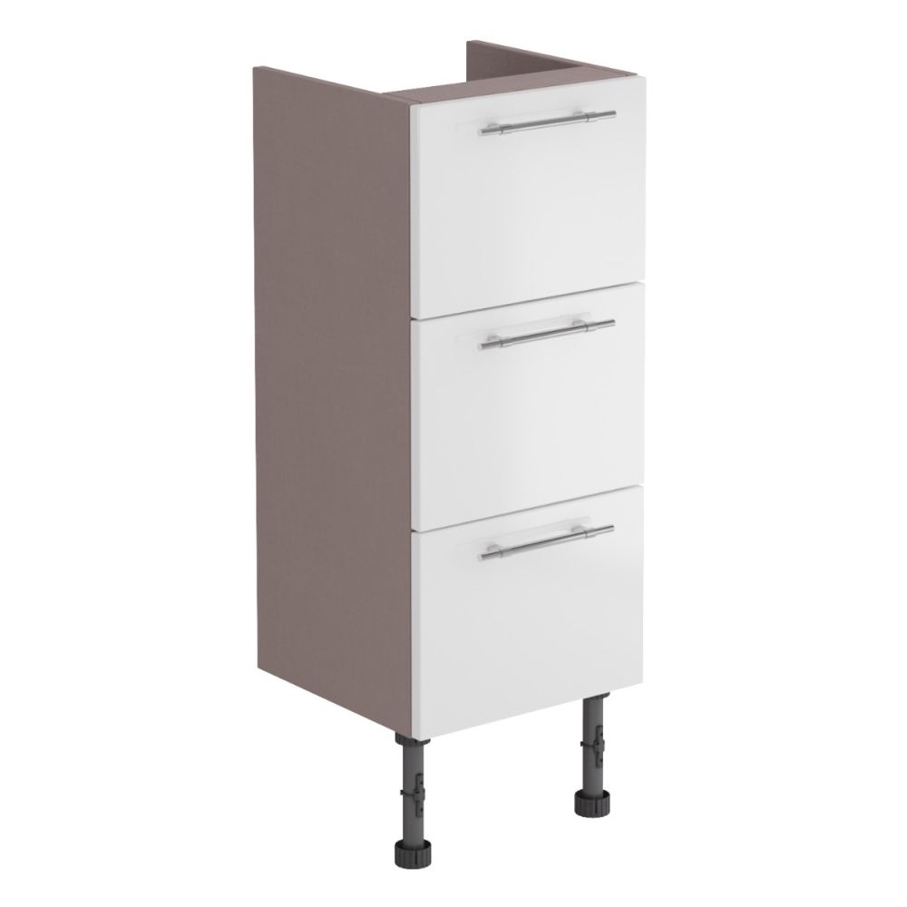 Surrey White Gloss 3 Drawer Fitted Furniture Unit