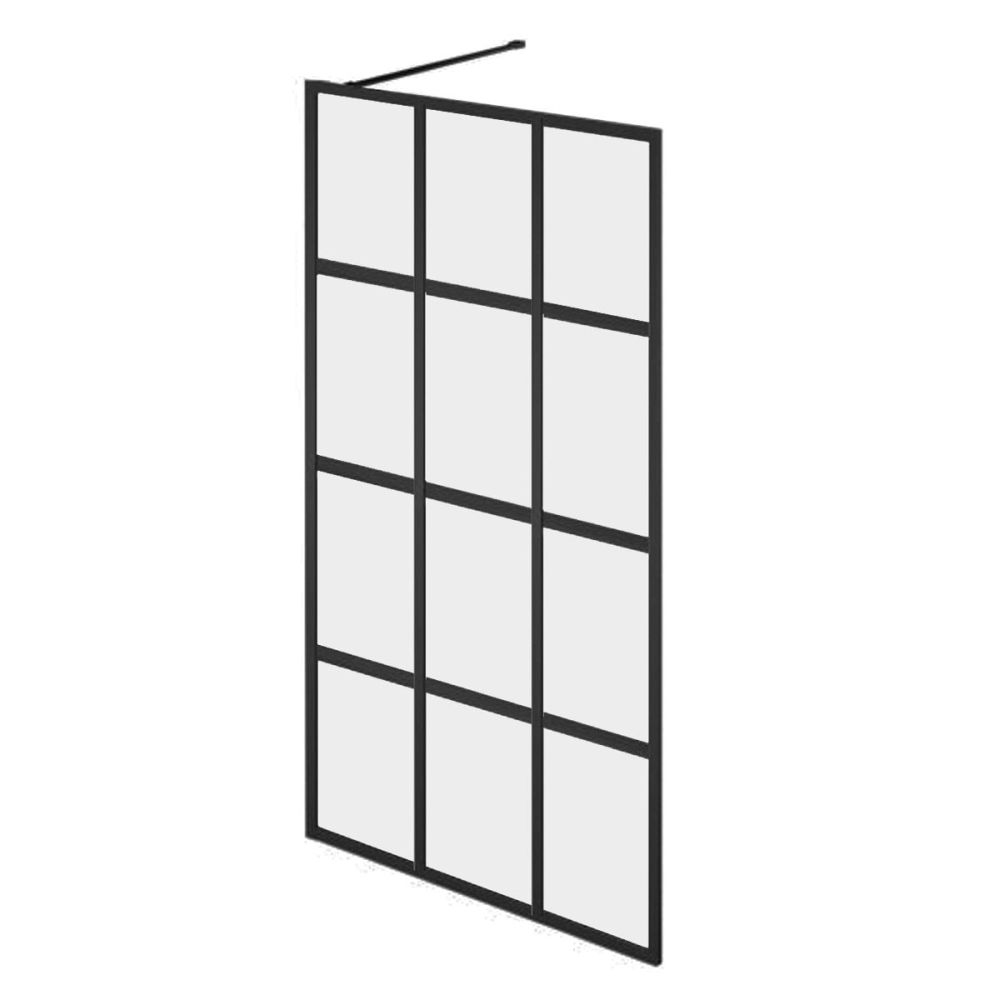 Amien Matt Black Grid Framed Crittal Window Shower Screen