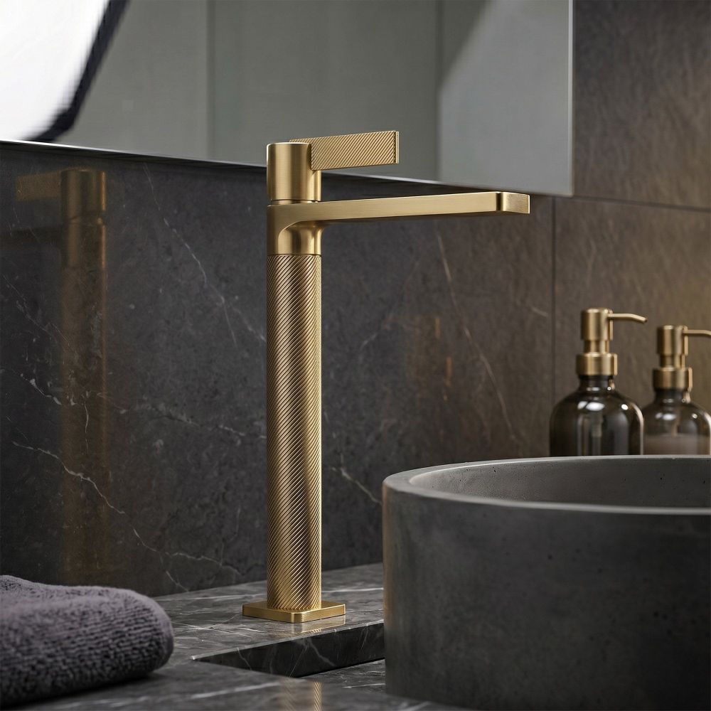 Thane Tall Basin Mono Brushed Gold tap roomset