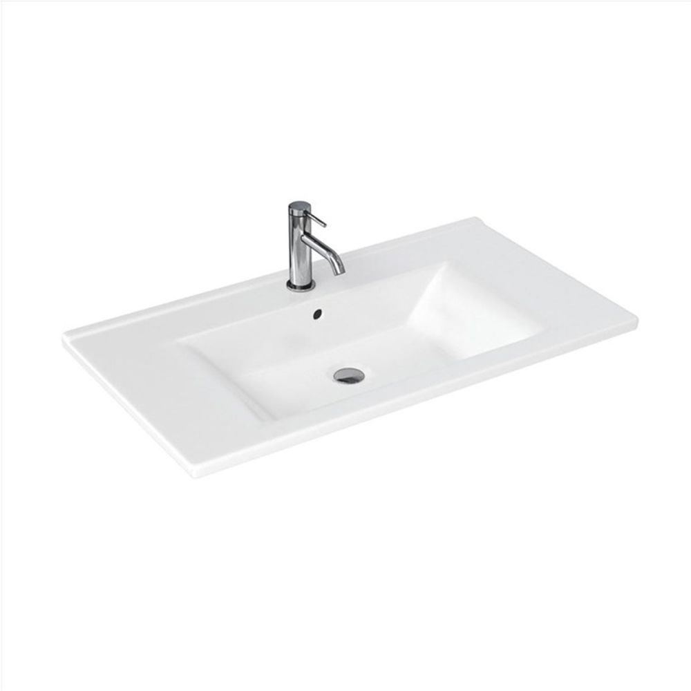 Britton Shoreditch Matt Grey Single Drawer Wall Hung Vanity Unit with Square Basin 850mm