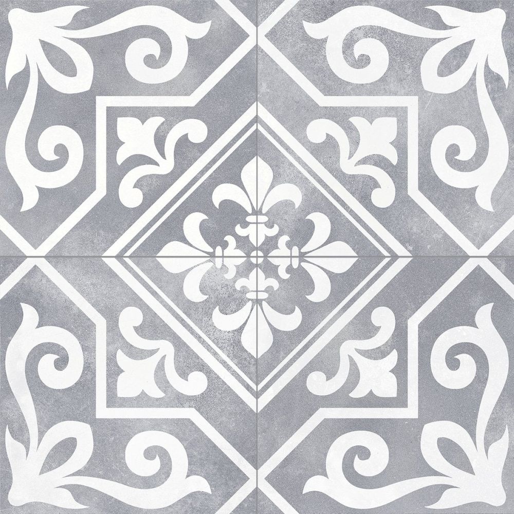 Xabia Silver Reverse Patterned Matt Porcelain Tile 452x452mm