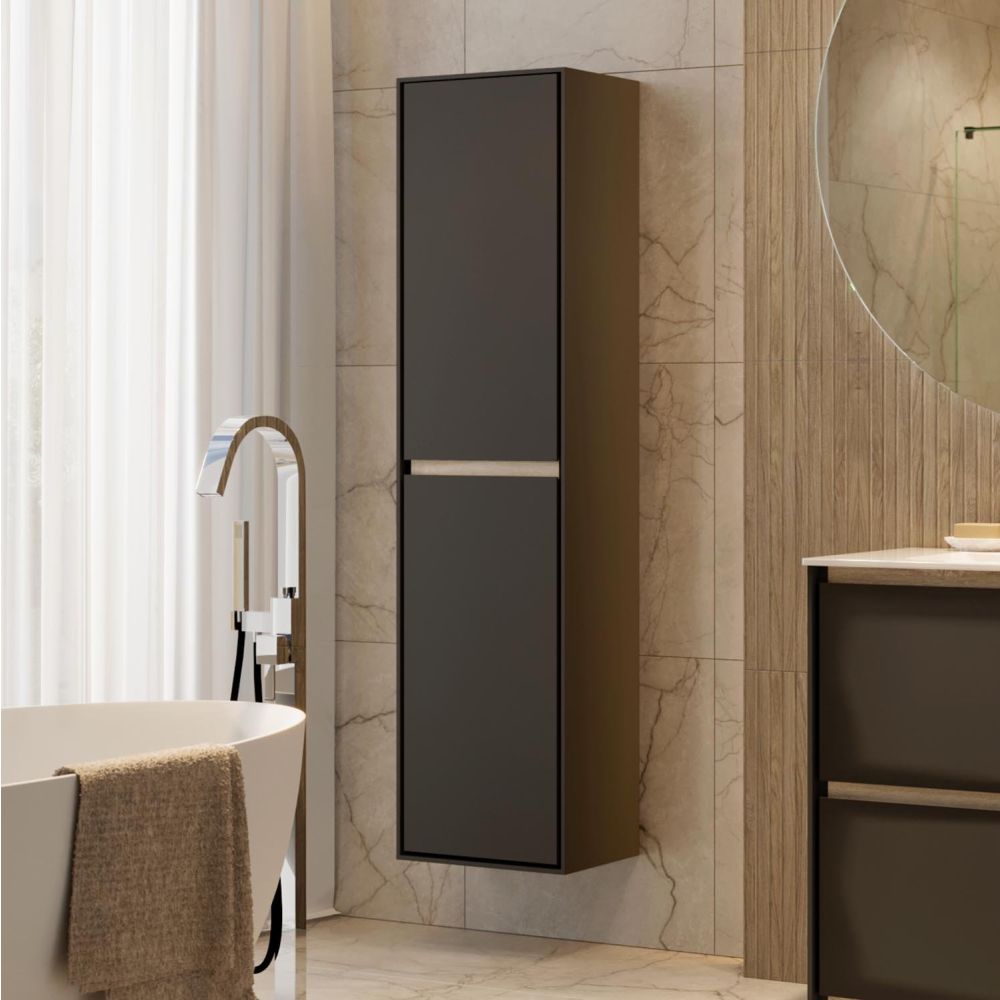 Newbury Matt Black Wall Mounted Tall Storage Cabinet