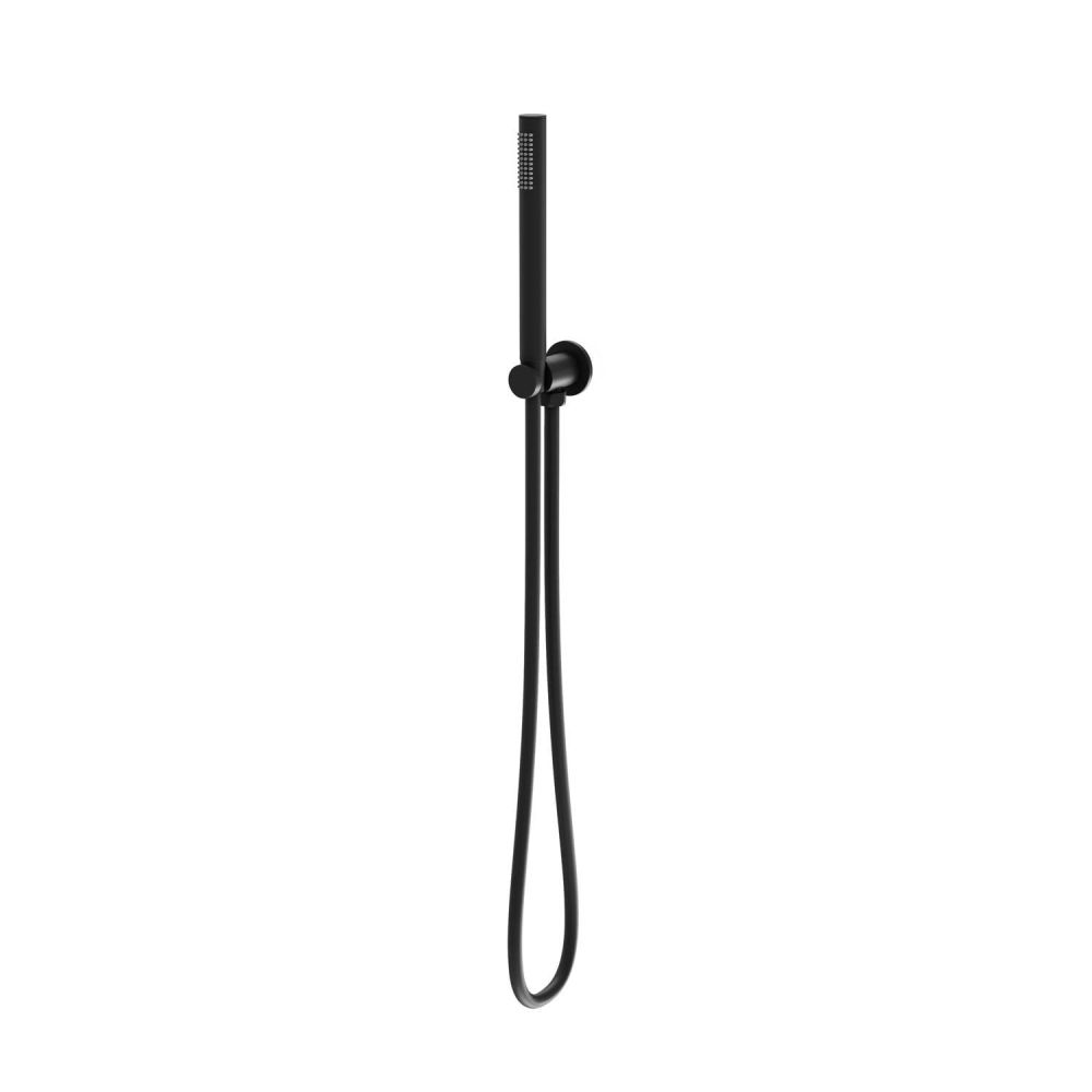 Elora Matt Black Round Dual Outlet Shower Pack with Bath Overflow Filler & Handheld Shower