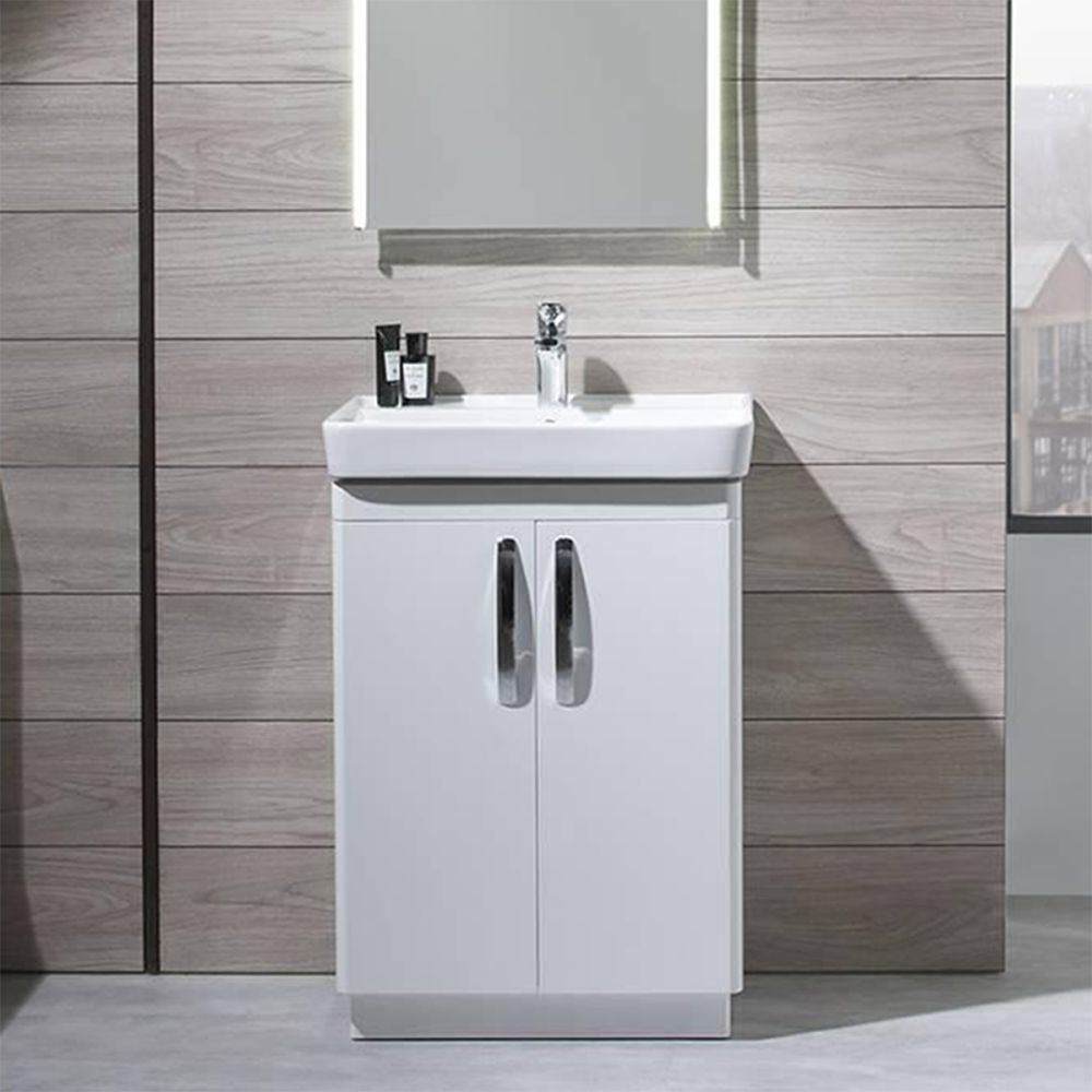 Tavistock Compass Gloss White Floor Standing Vanity Unit with Ceramic Basin 500mm