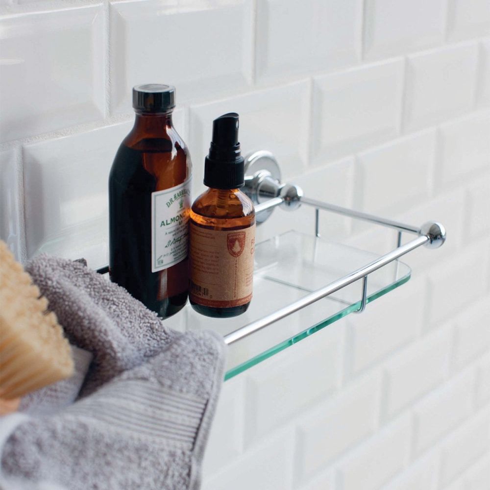 Burlington Chrome Glass Shelf with Railing