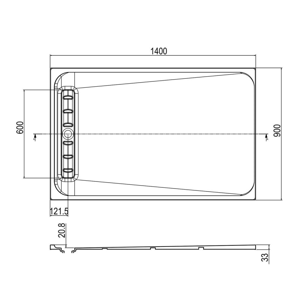 Linearity White Slimline Shower Tray 1400x900mm Spec Drawing